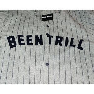 #BEENTRILL# Been Trill Baseball Jersey Shirt Size L Blue Grey wool blend Virgil